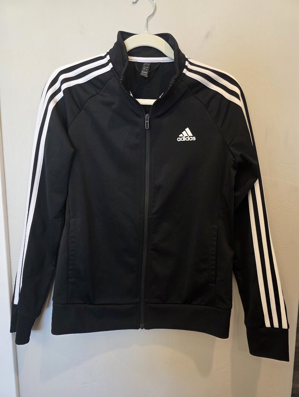 EUC Adidas Women's Essentials 3-Stripes Tricot Track Jacket - Black/White Size M